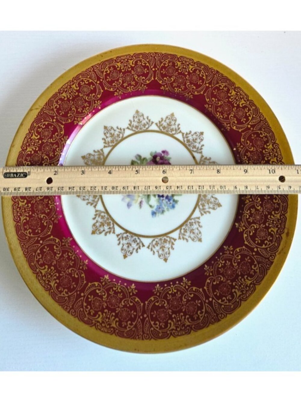 Edgerton Porcelain Dinner Plate 10.75 in Red Color #E456/13 Decorated In USA - Picture 3 of 7